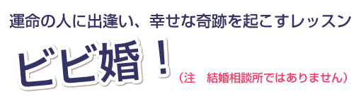 運命の人に出逢い、幸せな奇跡を起こすレッスン!
ビビ婚!(注 結婚相談所ではありません)Honeygold-color